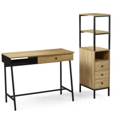 JUST HOME COLLECTION - Combo Escritorio + Estante Santana Madera/Negro