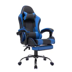 JUST HOME COLLECTION - Silla de Escritorio Matrix Gamer Ergonómica Giratoria con Reposapiés 53,5x129x64 cm Negro