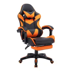 undefined - Silla de Escritorio Trinity Gamer Giratoria Reposapiés Naranja Just Home Collection