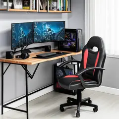 undefined - Silla de Escritorio Zeta Gamer Ergonómica Giratoria Negro/Rojo Just Home Collection