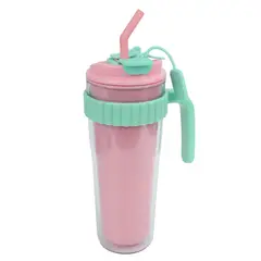 JUST HOME COLLECTION - Termo 900ml con Asa y Pitillo Rosado/Verde