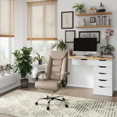 JUST HOME COLLECTION - Silla de Escritorio Arnold Ergonómica Ejecutiva Giratoria 73x121,5x69 cm Café con Base Cromada