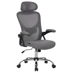 undefined - Silla de Escritorio Kristen Ergonómica Ejecutiva Giratoria Gris con Base Cromada Just Home Collection
