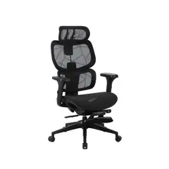 JUST HOME COLLECTION - Silla de Escritorio Belisa Ergonómica Ejecutiva Giratoria con Apoya pies 69x127x66 cm Negra con Base Cromada