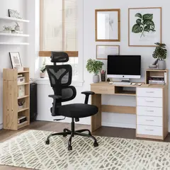 JUST HOME COLLECTION - Silla de Escritorio Melissa Ergonómica Ejecutiva Giratoria Negra