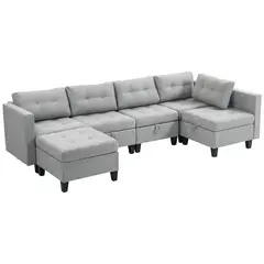 JUST HOME COLLECTION - Sofá Cama 6 Puestos Narva Seccional 217x147x82 cm Gris