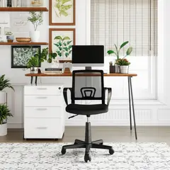 JUST HOME COLLECTION - Silla de Escritorio Negra Ajustable Isla G2 50,5x94x52 cm