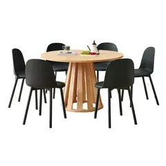 JUST HOME COLLECTION - Juego de Comedor Redondo Rasputi 1 Mesa + 6 Sillas