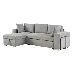 JUST HOME COLLECTION - Sofá 3 Puestos Corner Felipe Cajón 238x85x147 cm Gris
