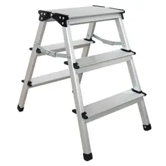 BAUKER - Escalera Piso Aluminio 0.59m 3 Peldaños
