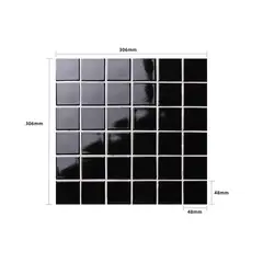 HOLZTEK - Mosaico Porcelanico Piscina Negro Brillo 30.6x30.6