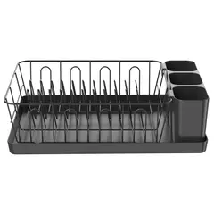 CASA BONITA - Escurridor de Platos Acero Inoxidable Negro 42x12x30.5 cm