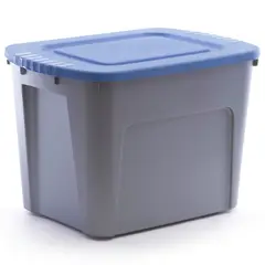 JUST HOME COLLECTION - Caja Plástica Zeus Tapa Plana 78 litros 60.8x42.5x43.5 cm Gris/Azul