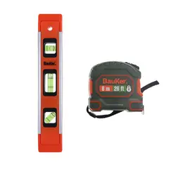 BAUKER - Flexometro 8m+Nivel Torpedo 9pg