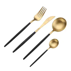 JUST HOME COLLECTION - Juego Cubiertos 16 Piezas Dorado Azul