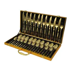 JUST HOME COLLECTION - Juego de Cubiertos dorados con 40 Piezas para 10 puestos Dorados de acero inoxidable con Maletín