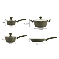 JUST HOME COLLECTION - Juego de Ollas Batería de Cocina Antiadherente en Cerámica y Aluminio 7 Piezas Verde