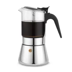 JUST HOME COLLECTION - Cafetera Moka 6 Tazas Vidrio Inoxidable
