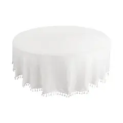 JUST HOME COLLECTION - Mantel Redondo 180cm Bordado Borlas