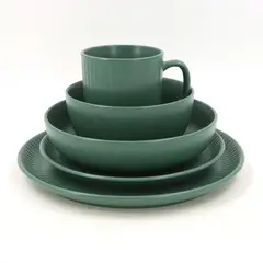 JUST HOME COLLECTION - Juego de Vajilla en Cerámica 6 Puestos 30 Piezas Delos Verde