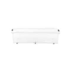 JUST HOME COLLECTION - Caja Bajo Cama Plástica Móvil Suprema con Tapa 48 litros 36x20x81 cm Transparente