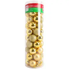 DEAR SANTA - Set de 50 Bolas de Navidad 6cm en Poliestireno Dorada Tubo A