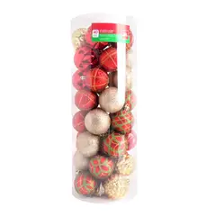 DEAR SANTA - Set de 40 Bolas de Navidad en Poliestireno 6cm Rojo/Dorado