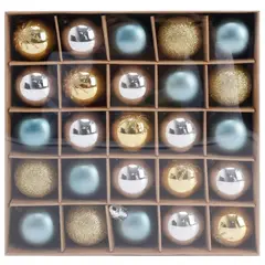 undefined - Set de 25 Bolas de Navidad 3cm Azul/Plata/Dorado