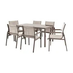 JUST HOME COLLECTION - Juego Comedor Exterior 6 Puestos Metal Color Dubo