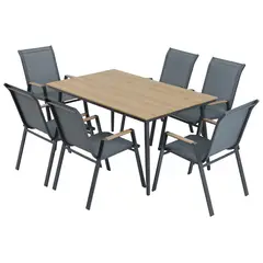 JUST HOME COLLECTION - Juego Comedor Exterior 6 Puestos Aluminio Color Berlin