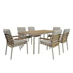 JUST HOME COLLECTION - Juego Comedor Exterior 6 Puestos Metal Color Rio