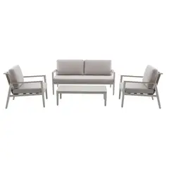 JUST HOME COLLECTION - Juego De Terraza Sala Exterior Metal/Textil 4 Piezas Venecia