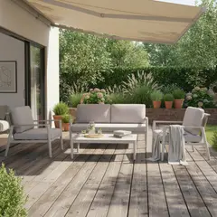 JUST HOME COLLECTION - Juego De Terraza Sala Exterior Metal/Textil 4 Piezas Venecia