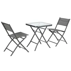 JUST HOME COLLECTION - Juego de Balcón / Bistro / Patio Exterior 3 Piezas Metal Brisa Gris