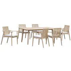 JUST HOME COLLECTION - Juego Comedor Exterior 6 Puestos Madera Acacia Brasilia