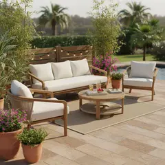 JUST HOME COLLECTION - Juego De Terraza Sala Exterior Madera 5 Piezas Sunny
