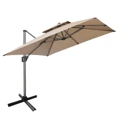JUST HOME COLLECTION - Parasol Lateral Aluminio Cuadrado 3x3 Metros Para Base Taupe