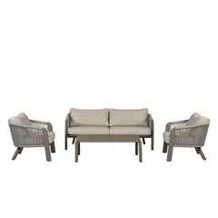 JUST HOME COLLECTION - Juego De Terraza Sala Exterior Aluminio 4 Piezas Singapur