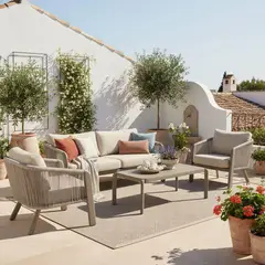 JUST HOME COLLECTION - Juego De Terraza Sala Exterior Aluminio 4 Piezas Singapur