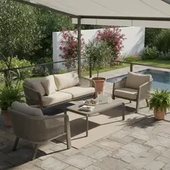 JUST HOME COLLECTION - Juego De Terraza Sala Exterior Aluminio 4 Piezas Singapur