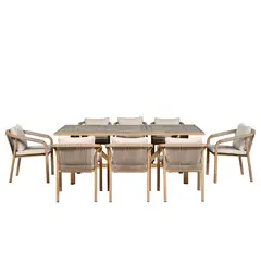 JUST HOME COLLECTION - Juego Comedor Exterior 8 Puestos Aluminio Color Mosaico