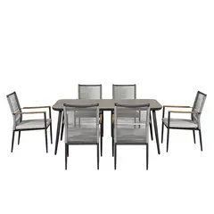 JUST HOME COLLECTION - Juego Comedor Exterior 6 Puestos Aluminio Color Barcelona