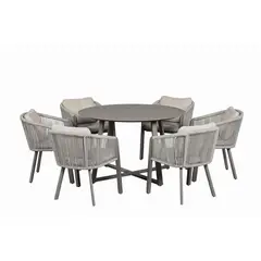 JUST HOME COLLECTION - Juego Comedor Exterior 6 Puestos Aluminio Color Singapur