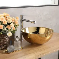 SENSI DACQUA - Lavamanos de Sobreponer Cerámico Dorado Full