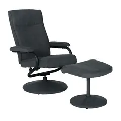 JUST HOME COLLECTION - Silla Reclinable 1 Puesto Apoya pie Giratorio 360° 68x87x73 cm Gris