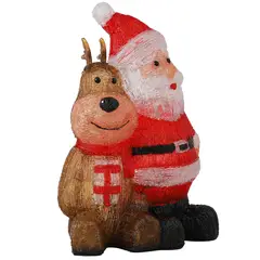 DEAR SANTA - Santa y Reno Acrílico 96 Luces 45 cm de Navidad