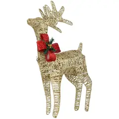 DEAR SANTA - Reno de Navidad Luces Led Dorado 60cm 160 Luces de Pila 4.5 V
