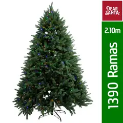 DEAR SANTA - Árbol de Navidad 210cm Verde con 680 Luces Led Integrado 1390 Ramas Cálida/Multicolor 110 V; 220 V Producto Certificado
