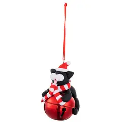 DEAR SANTA - Gato de Navidad Cascabel en Metal 8cm Pet Glam Rojo/Negro