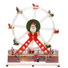 DEAR SANTA - Rueda de la Fortuna Navideña Animada Iluminada Led 31x15.5x27.5 cm a Batería 4.5 V Producto Certificado